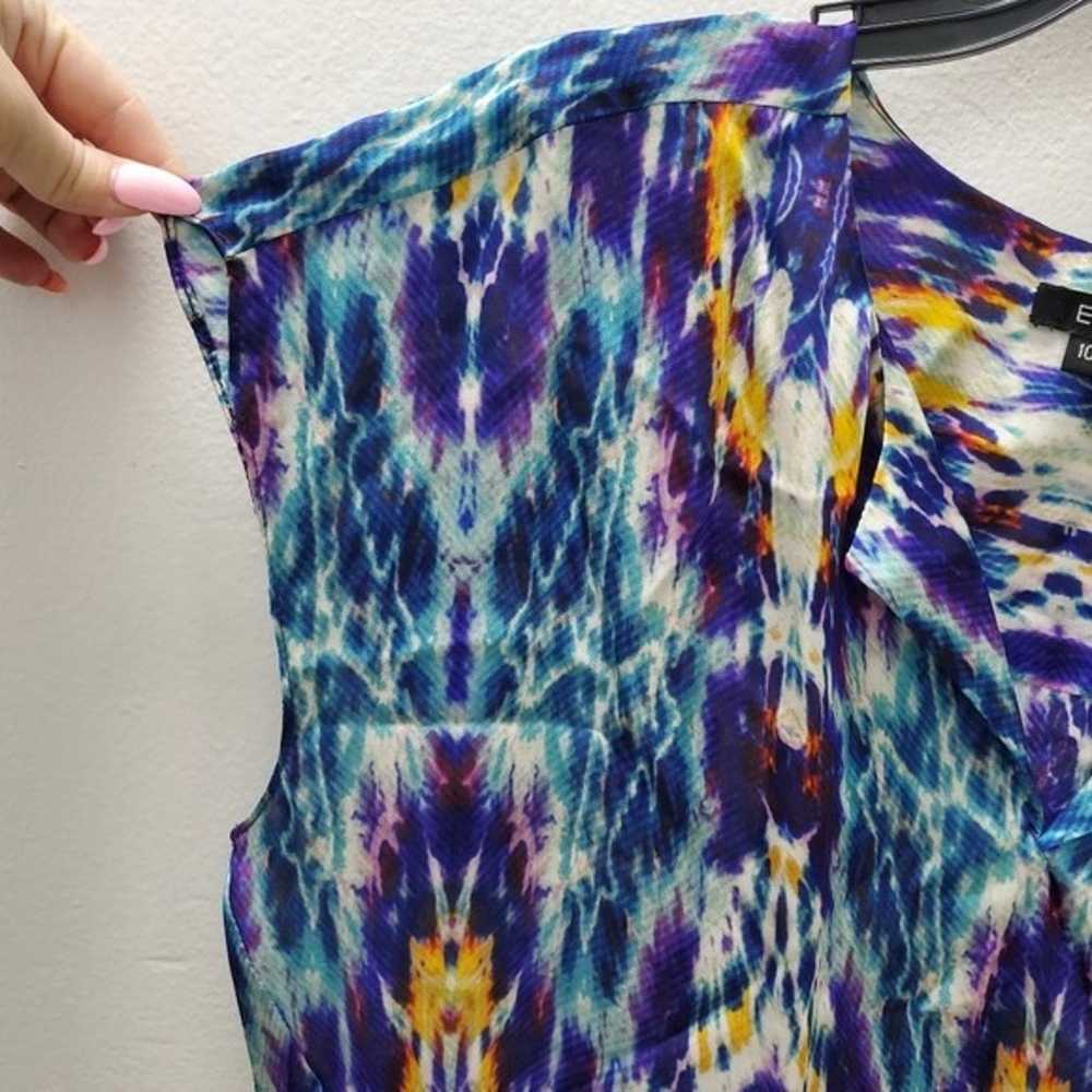 100% Silk Blouse Y2K Acid Drop Tie Dye Print Boho… - image 2