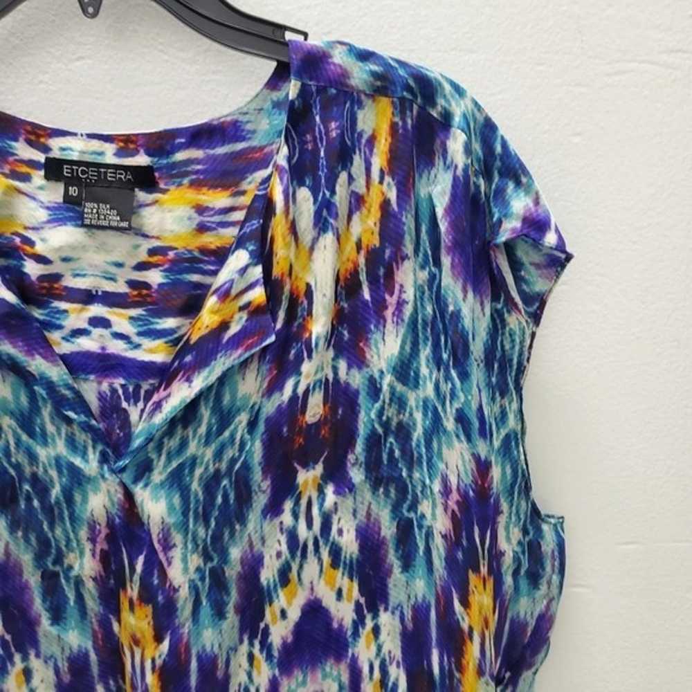 100% Silk Blouse Y2K Acid Drop Tie Dye Print Boho… - image 3