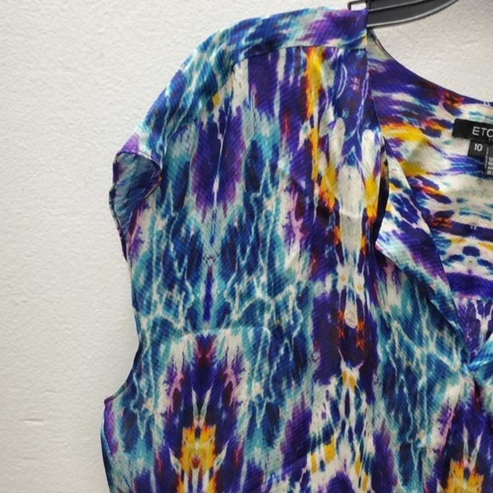 100% Silk Blouse Y2K Acid Drop Tie Dye Print Boho… - image 5