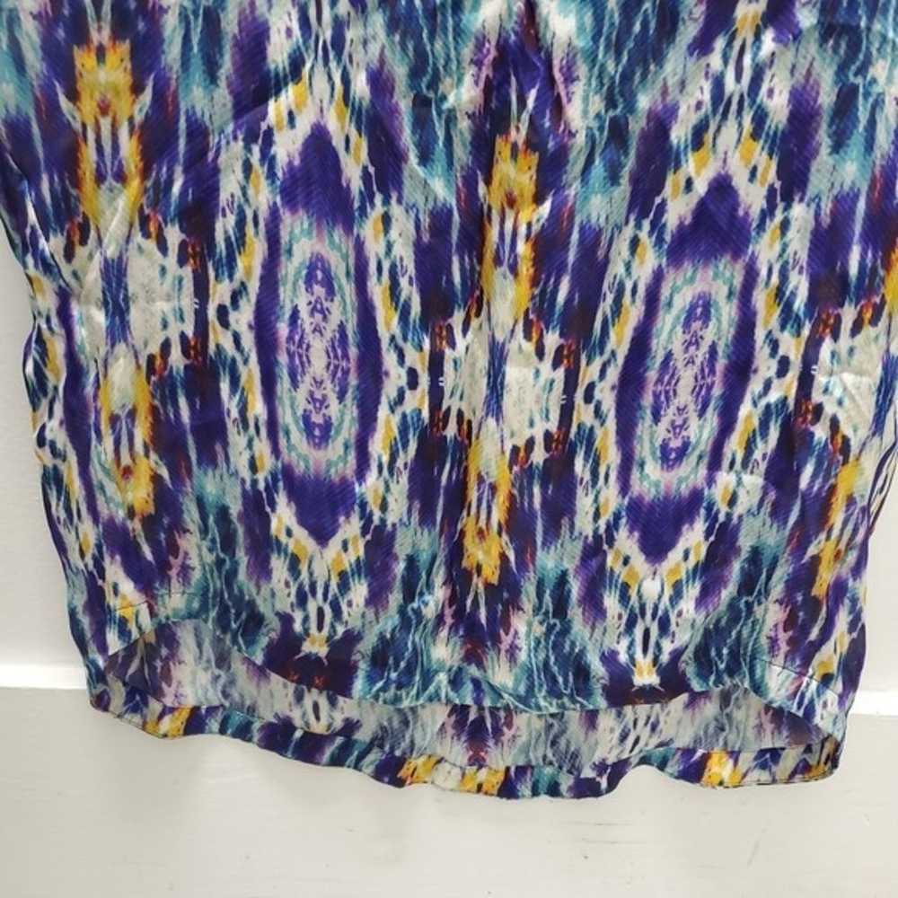 100% Silk Blouse Y2K Acid Drop Tie Dye Print Boho… - image 6