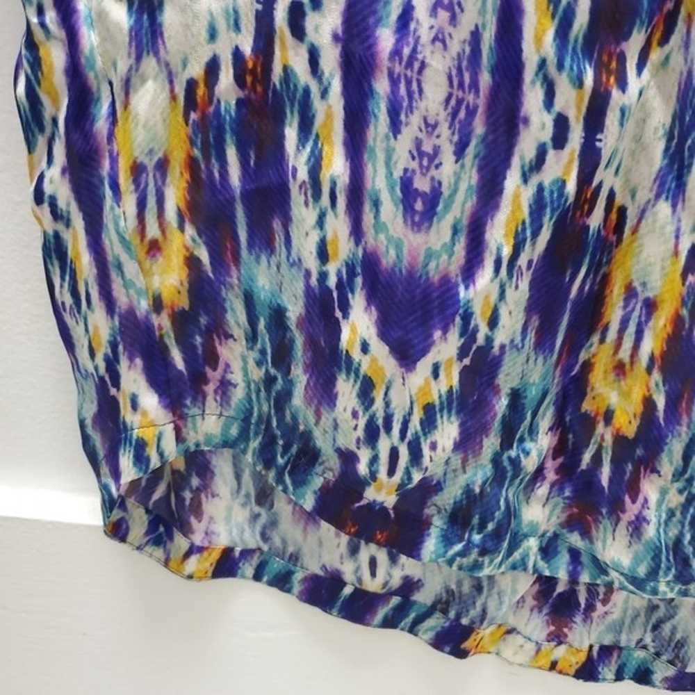 100% Silk Blouse Y2K Acid Drop Tie Dye Print Boho… - image 7