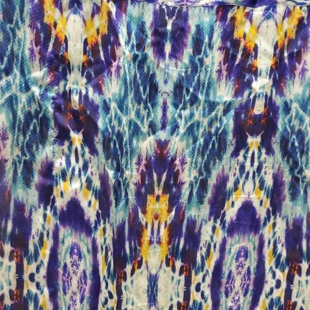 100% Silk Blouse Y2K Acid Drop Tie Dye Print Boho… - image 8