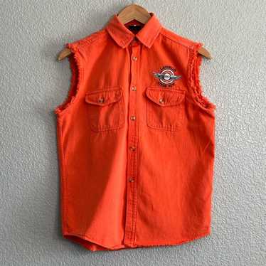 2003 River Run Sleeveless Biker Button Up Shirt D… - image 1