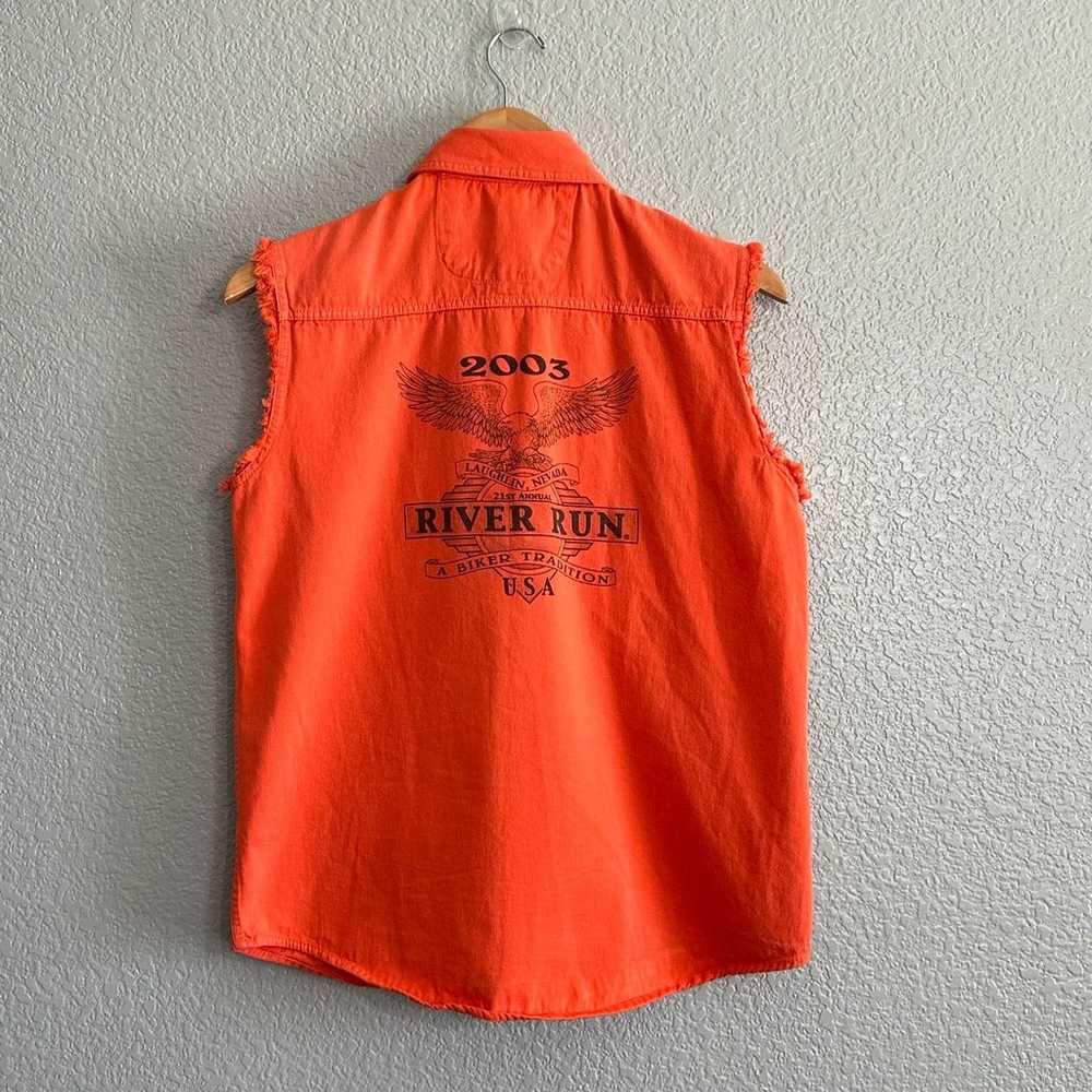 2003 River Run Sleeveless Biker Button Up Shirt D… - image 5