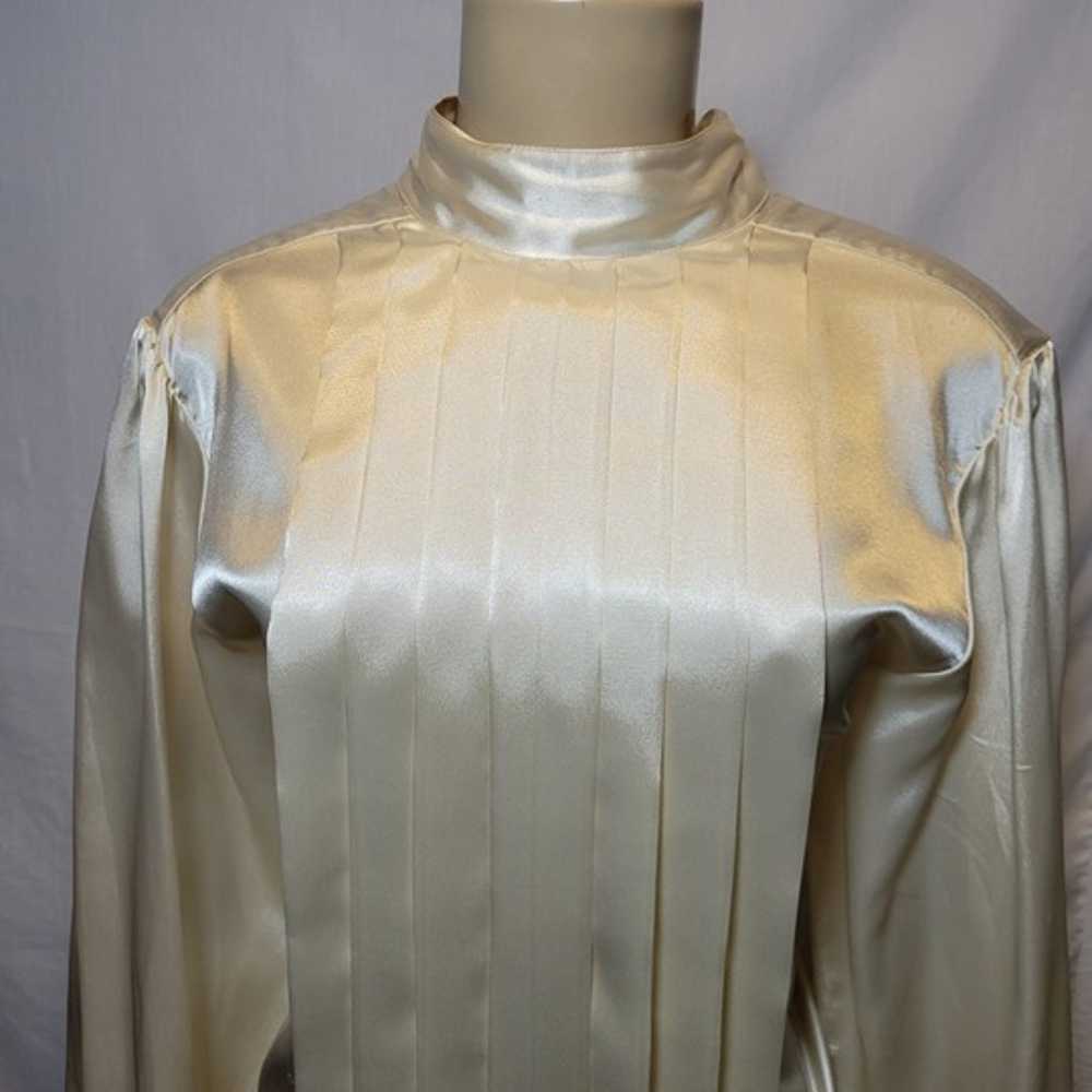 Vintage Sk & Company 1980s Grandma Silky Pleated … - image 3