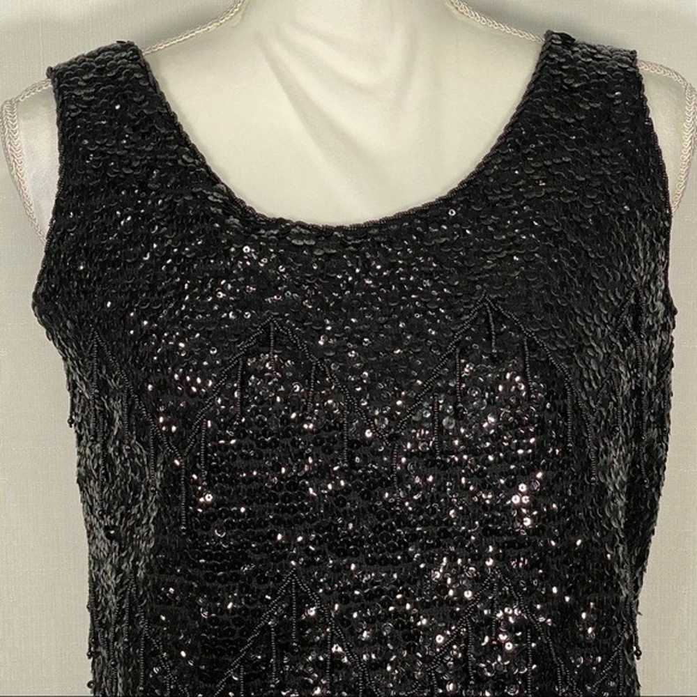 Vintage Imperial Black 100% Wool Fully Beaded Top - image 2