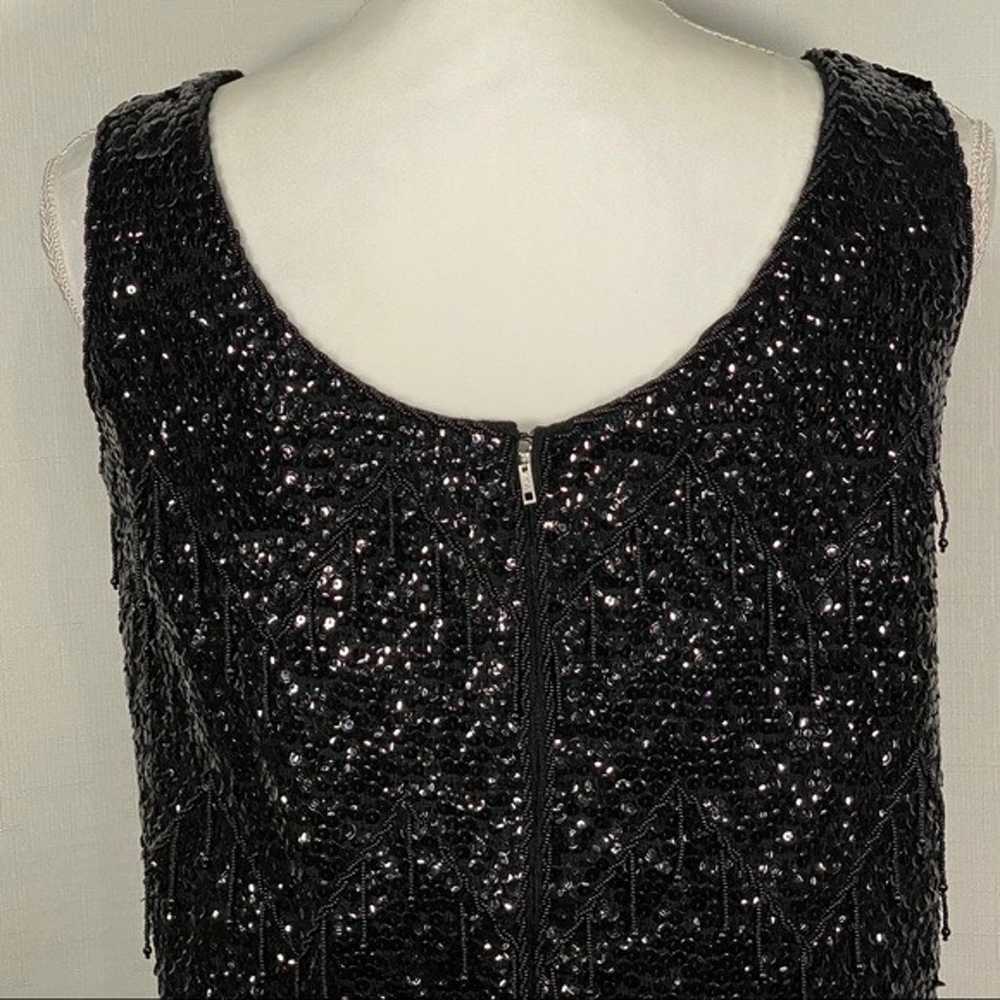 Vintage Imperial Black 100% Wool Fully Beaded Top - image 6