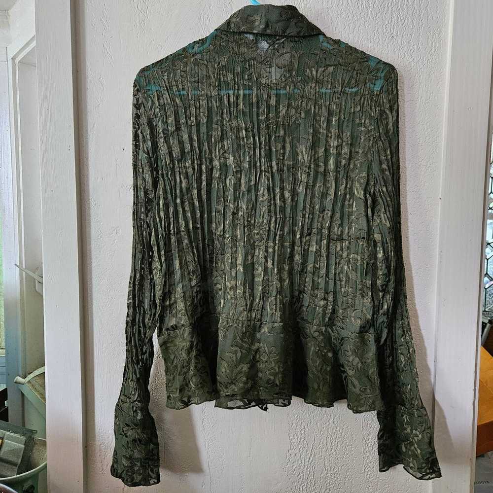 Vintage Allison Taylor Olive Green Lace Top L - image 2