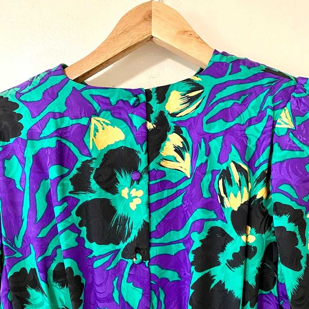 Vintage 80s blouse silk long sleeve shirt peplum … - image 5