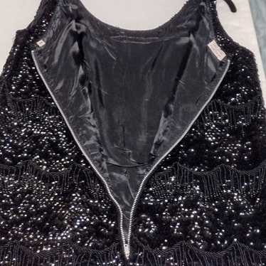 1960s MCM Black Hand Beaded & Sequined Sleeveless… - image 1