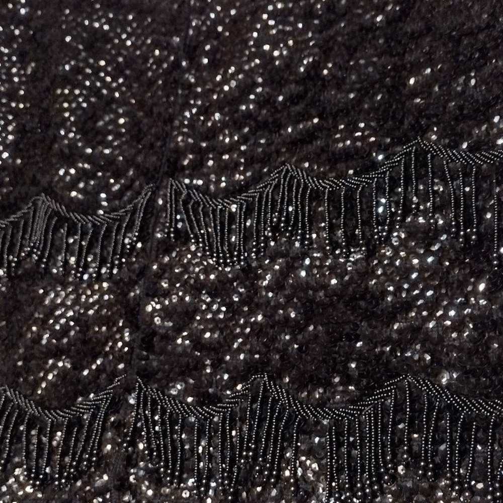 1960s MCM Black Hand Beaded & Sequined Sleeveless… - image 3