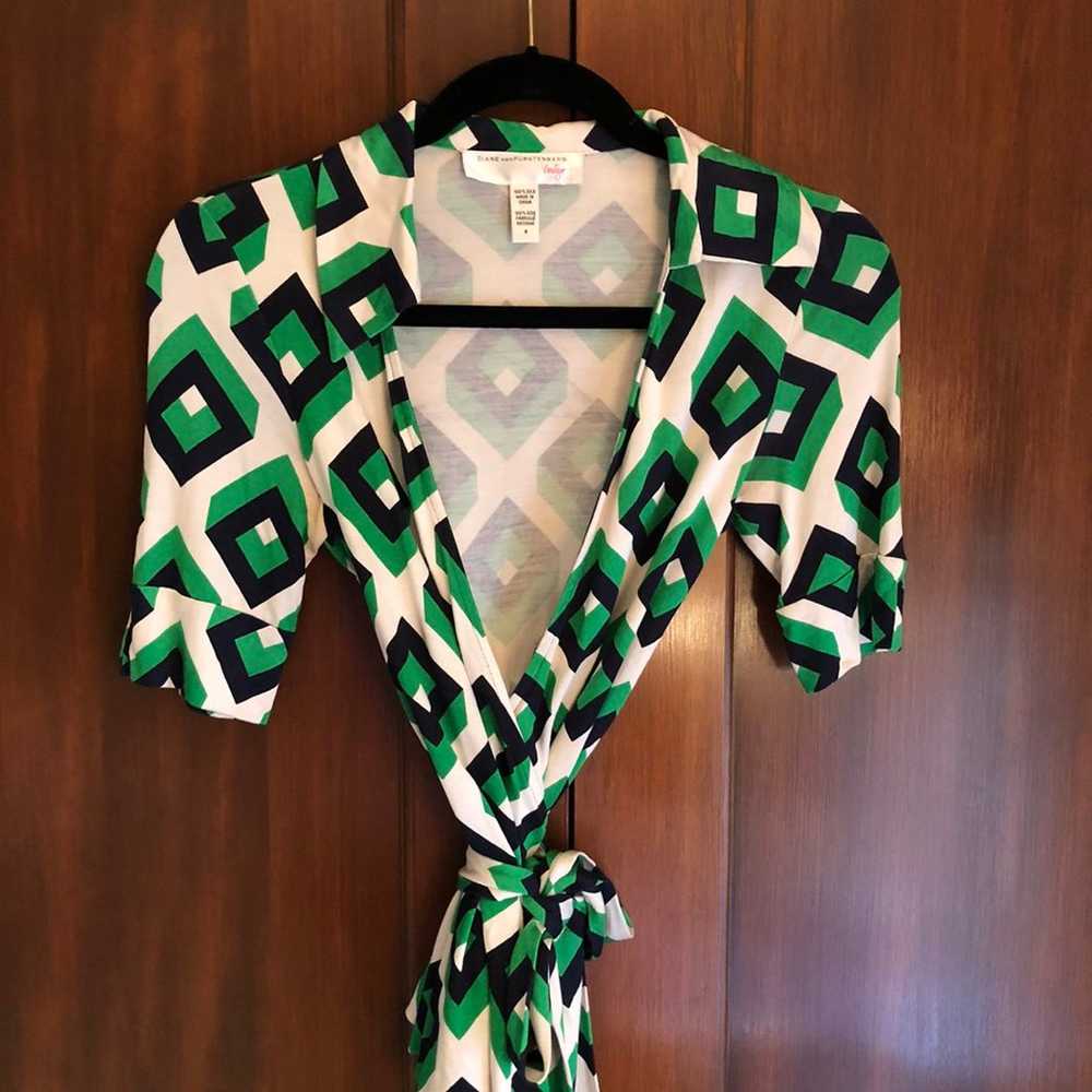 Diane von Furstenberg short sleeve wrap blouse - image 1