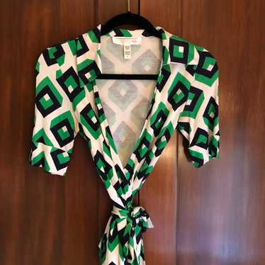 Diane von Furstenberg short sleeve wrap blouse - image 1