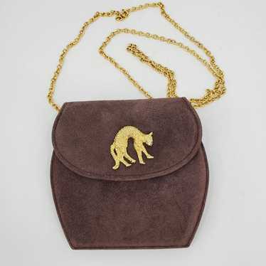 Vintage Jack Sprat Brown Suede Gold Jaguar Chain … - image 1