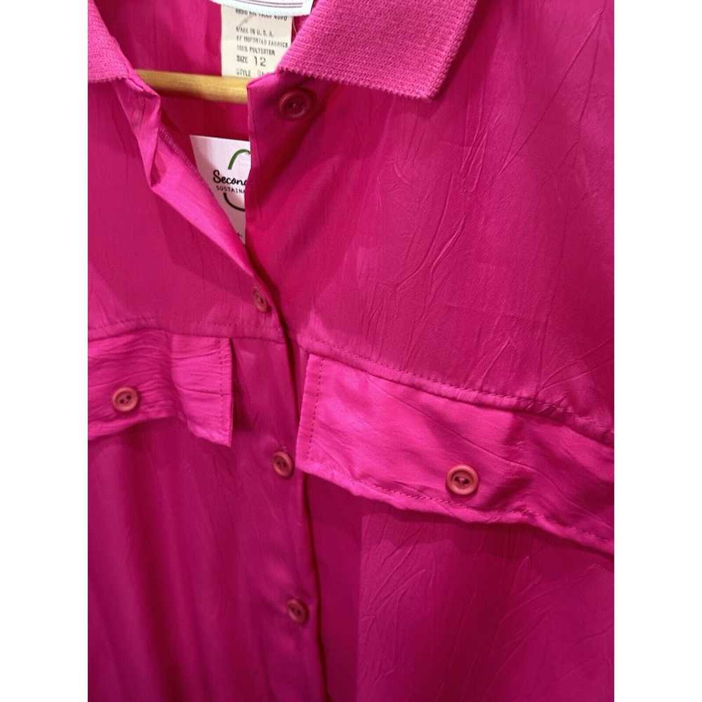 Other VTG 80s Rhoda Lee Magenta Pink Collared Pol… - image 3