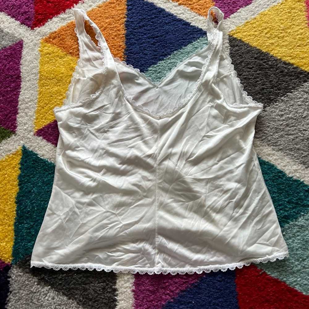 vintage white lingerie tank top with lace - image 2