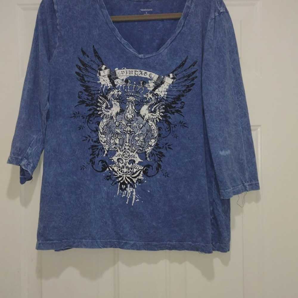 Westbound Vintage Blue Shirt Women's Size Large - image 2