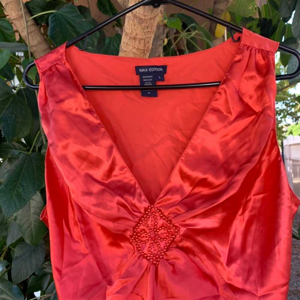 Y2K vintage max edition red silk top. - image 2