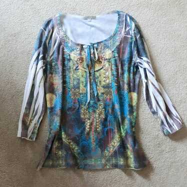 Vintage Suzie Women's 3/4 Sleeve Top Embellished - image 1