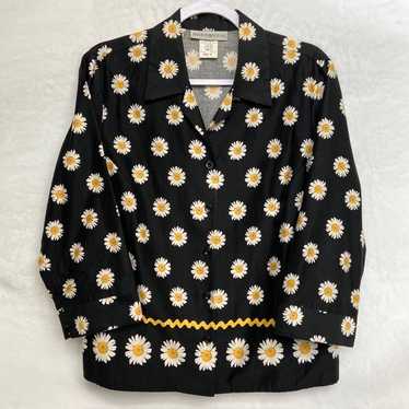 Vintage Sharon Young Daisy Flower long Sleeve Blo… - image 1