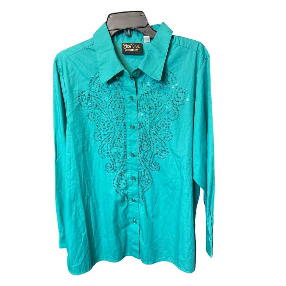 Vintage Bob Mackie Button Down Blouse Large - image 1