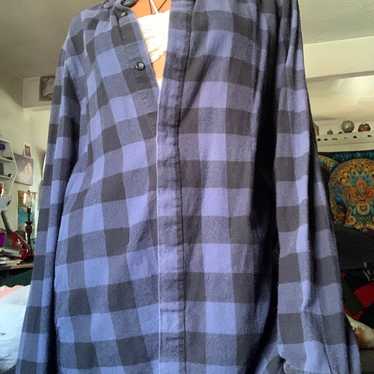 Vintage Blue plaid Flannel Shirt - image 1