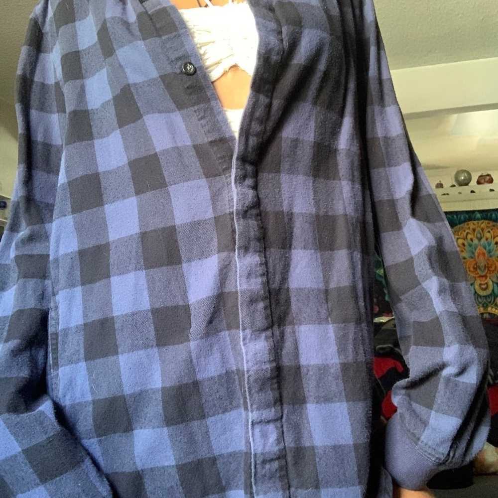 Vintage Blue plaid Flannel Shirt - image 2