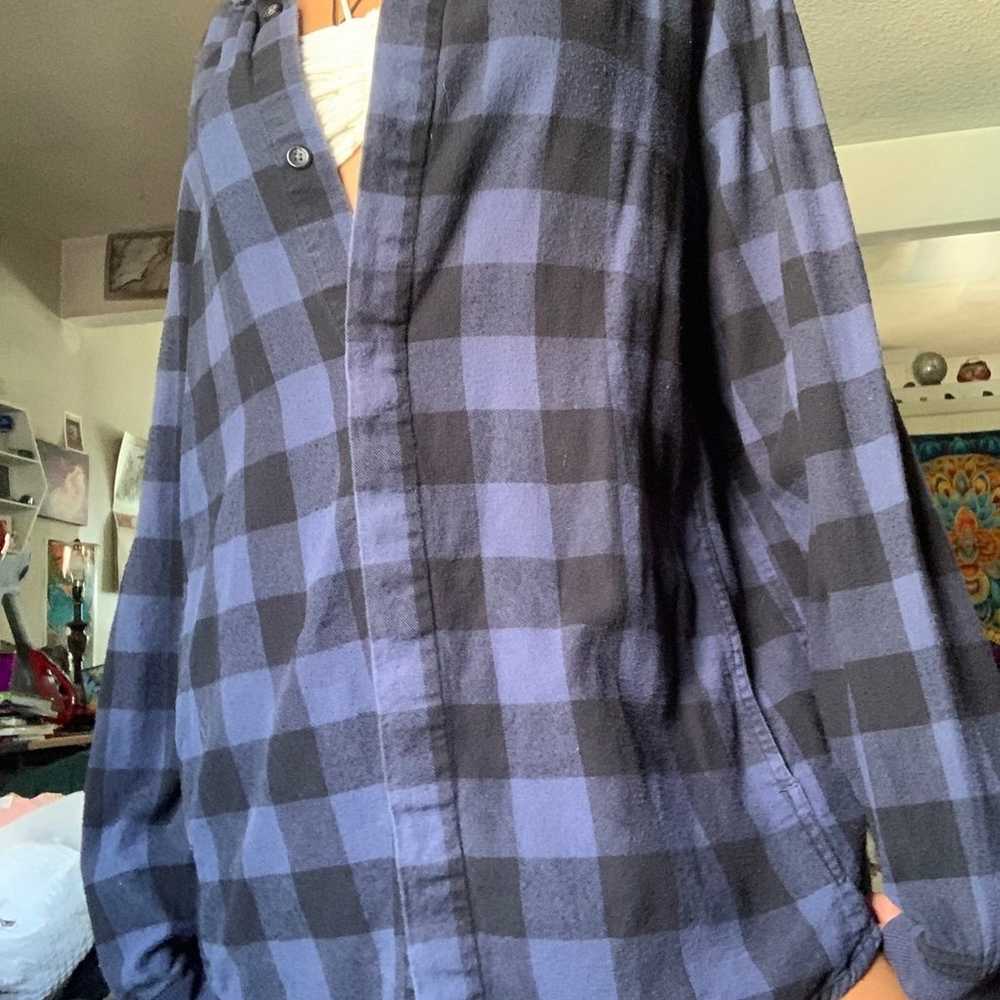 Vintage Blue plaid Flannel Shirt - image 4