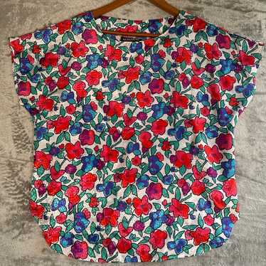 Vintage Notations Flower Power Floral Blouse