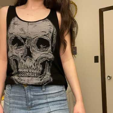 Y2K Bedazzled Skull Tank Top - image 1