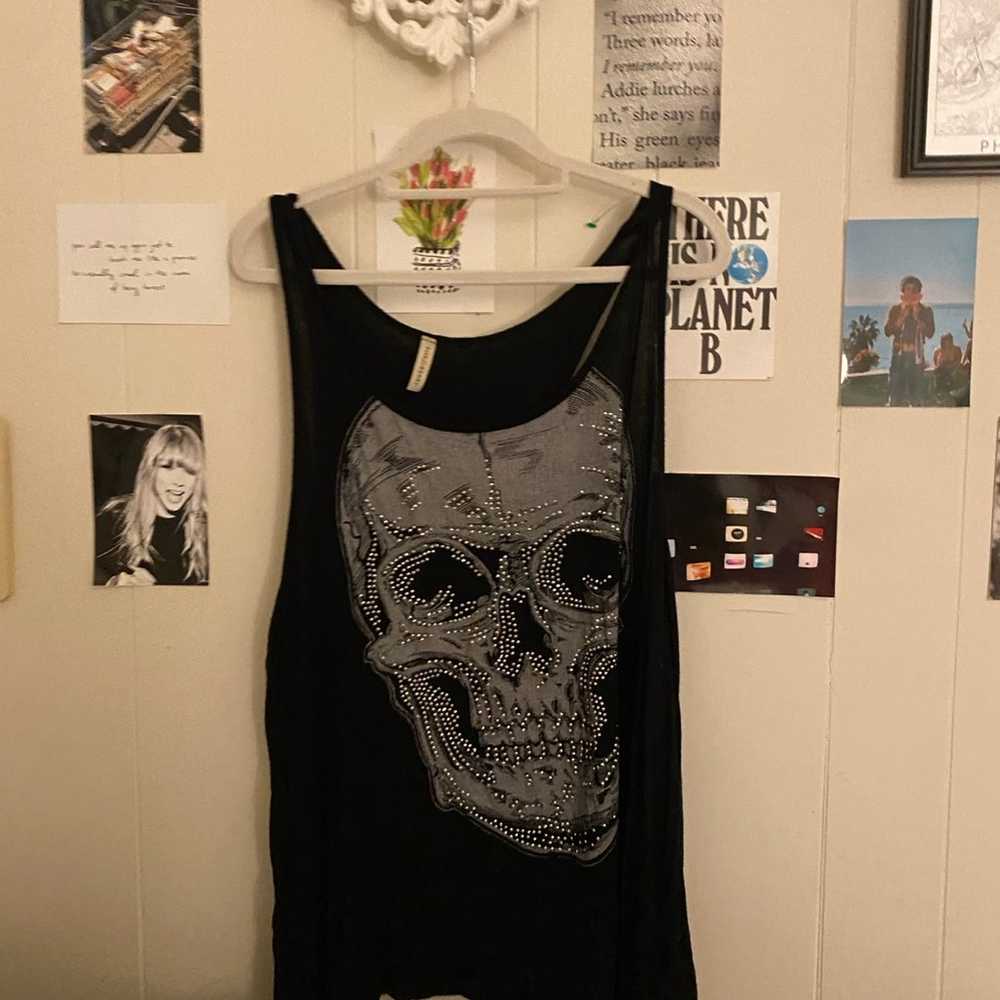 Y2K Bedazzled Skull Tank Top - image 4