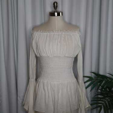 Vintage Style Off the Shoulder Lace Trim Top - image 1