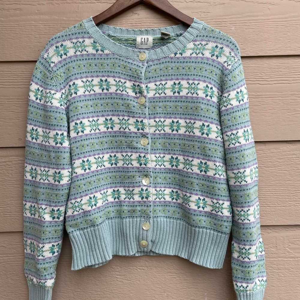 Adorable GAP Vintage Christmas Chunky Knit Cardig… - image 1