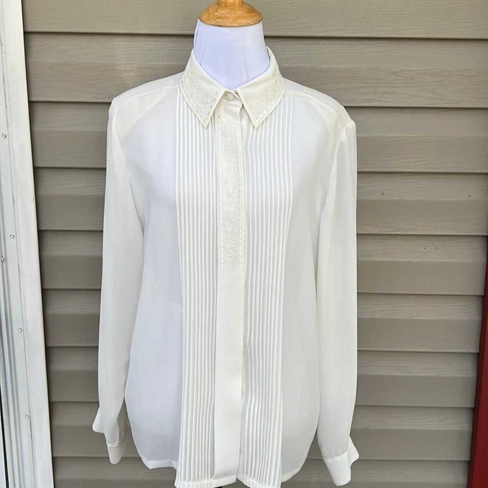 Vintage Alfred Dunner petite ivory colored longsl… - image 1