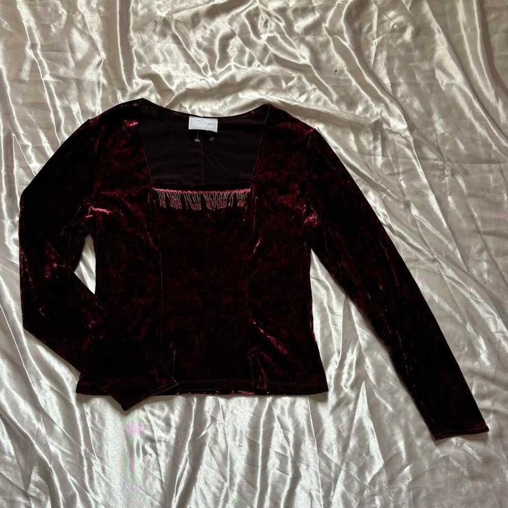 Hanky Panky vintage velvet beaded top - image 1