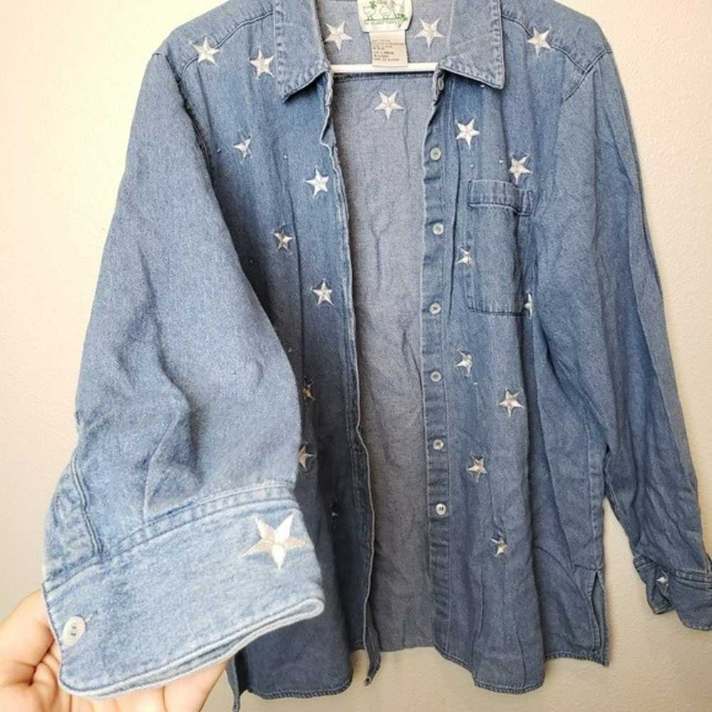 Vintage The Quacker Factory Chambray Denim Silver… - image 1