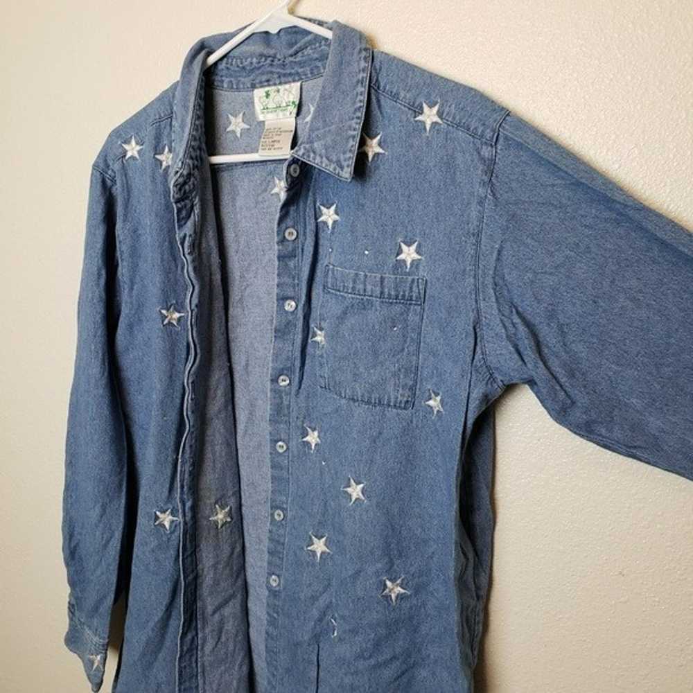 Vintage The Quacker Factory Chambray Denim Silver… - image 2