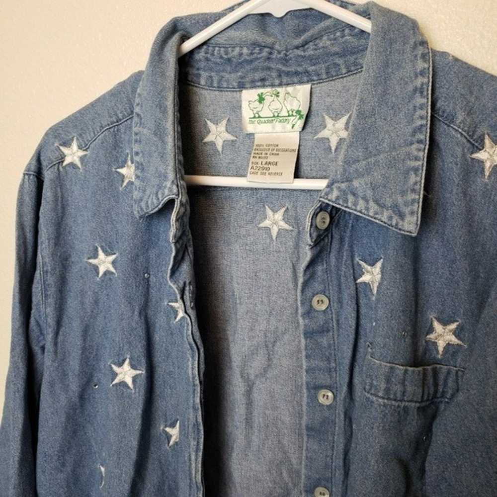 Vintage The Quacker Factory Chambray Denim Silver… - image 3