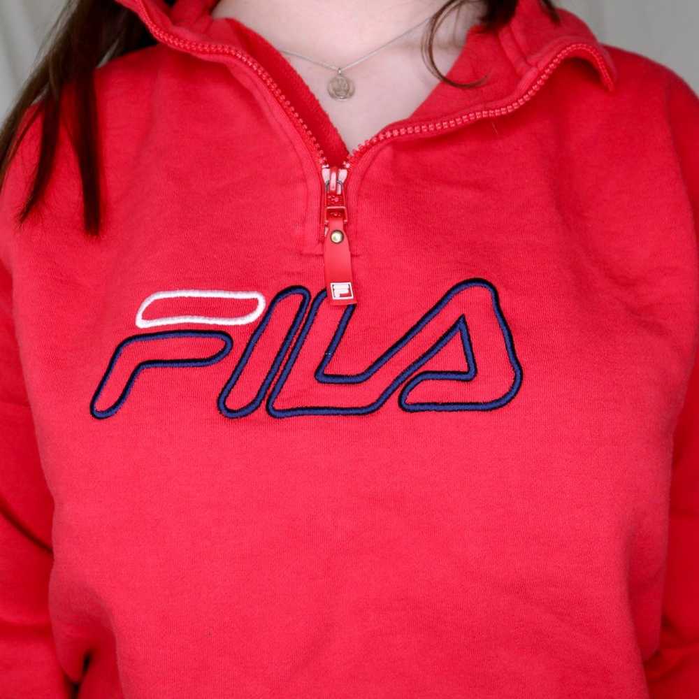 red Fila quarter zip sweatshirt - image 2