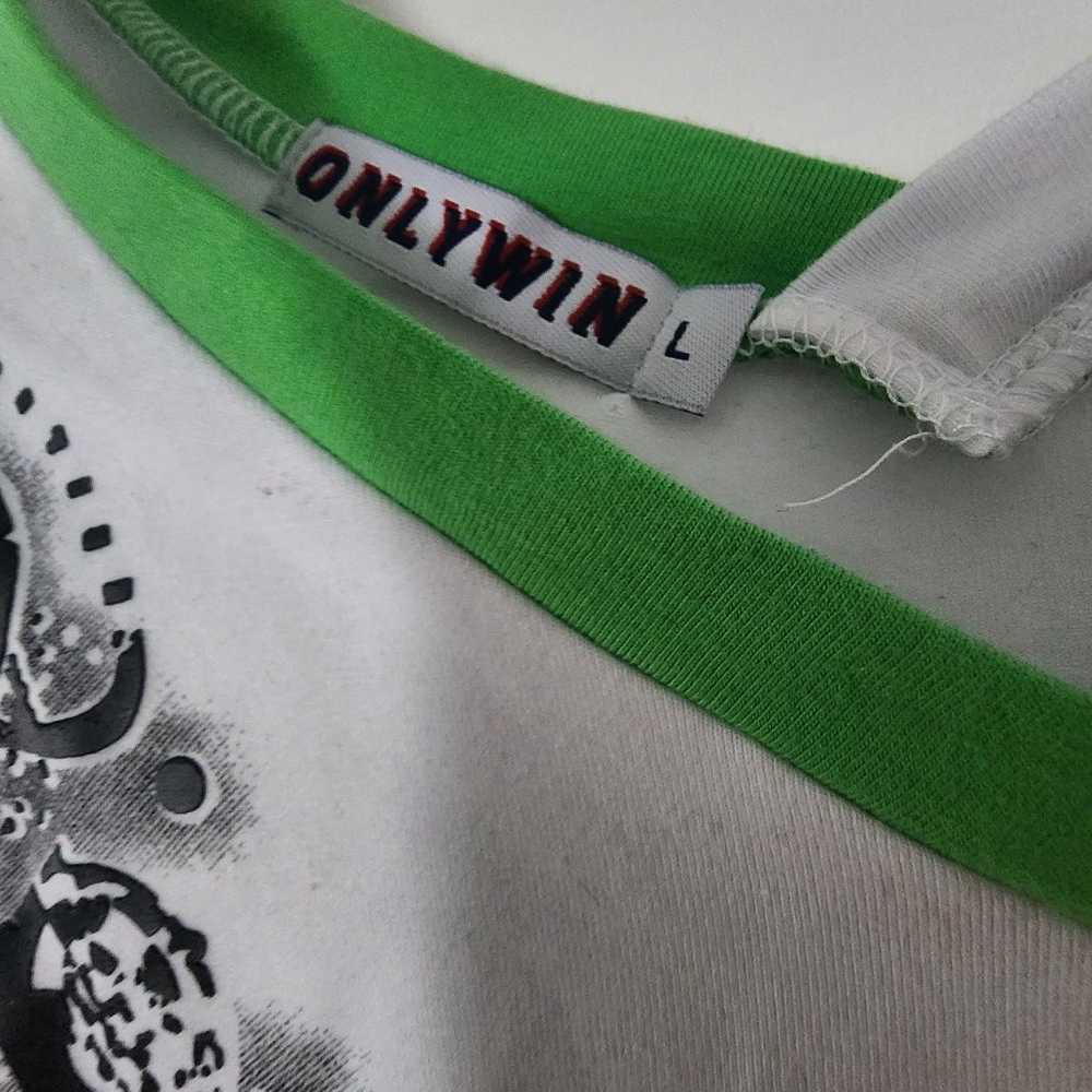 NWOT Only Win White Green Long Sleeve Double VNec… - image 3