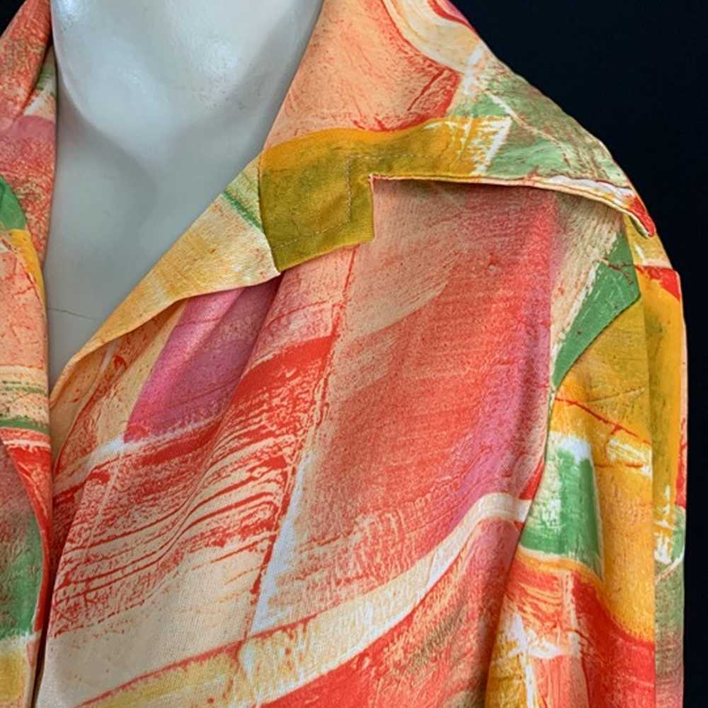 70s Hamilton 8 Long Sleeve Abstract Button Up Top - image 4