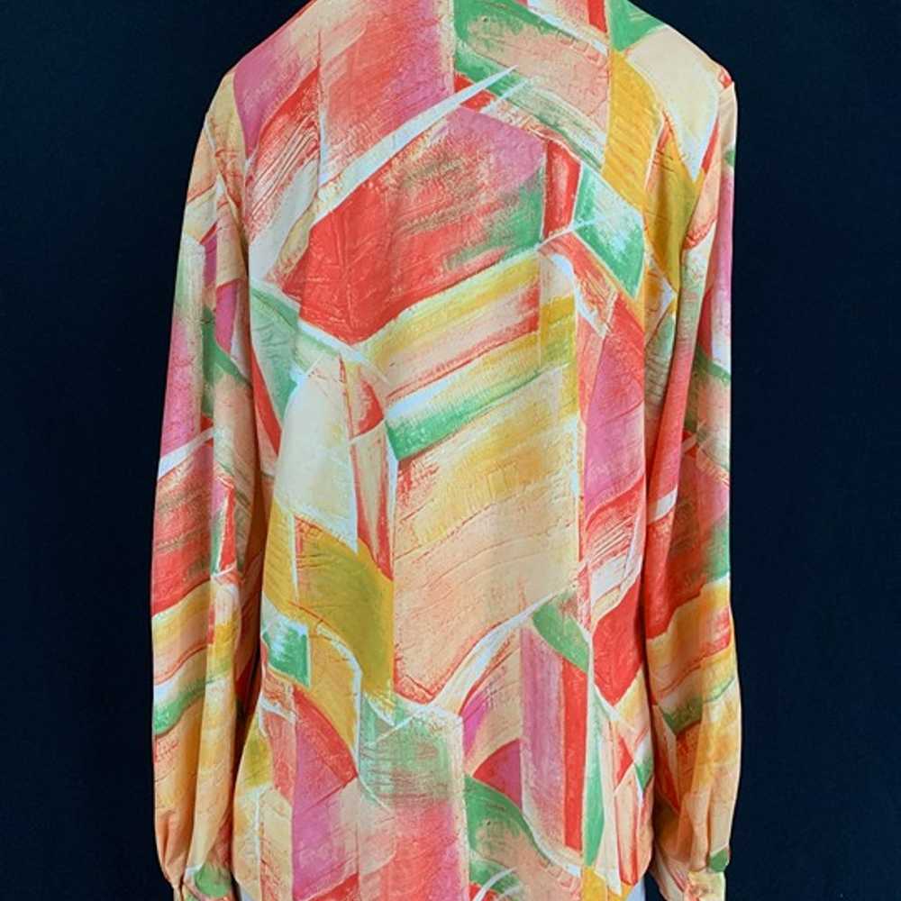 70s Hamilton 8 Long Sleeve Abstract Button Up Top - image 8