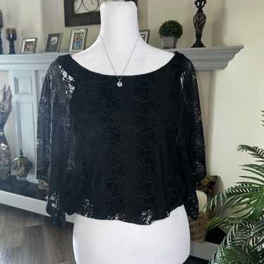 Beautiful Vintage Black Lace Top