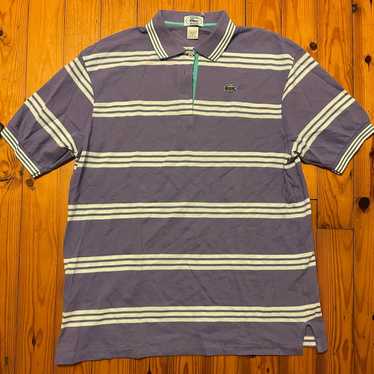 Vintage IZOD Lacoste Striped Polo Shirt XL White … - image 1