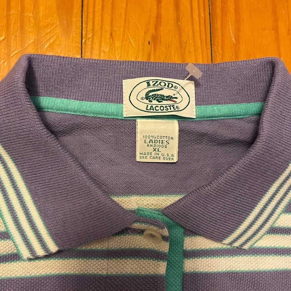 Vintage IZOD Lacoste Striped Polo Shirt XL White … - image 2