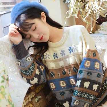 Vintage inspired sheep knit sweater top - image 1