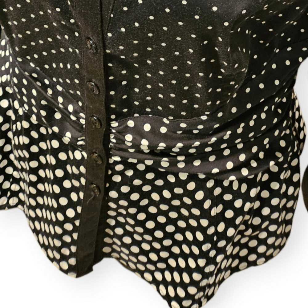 Vintage Kay Unger Black & White Polka Dot Cotton … - image 3