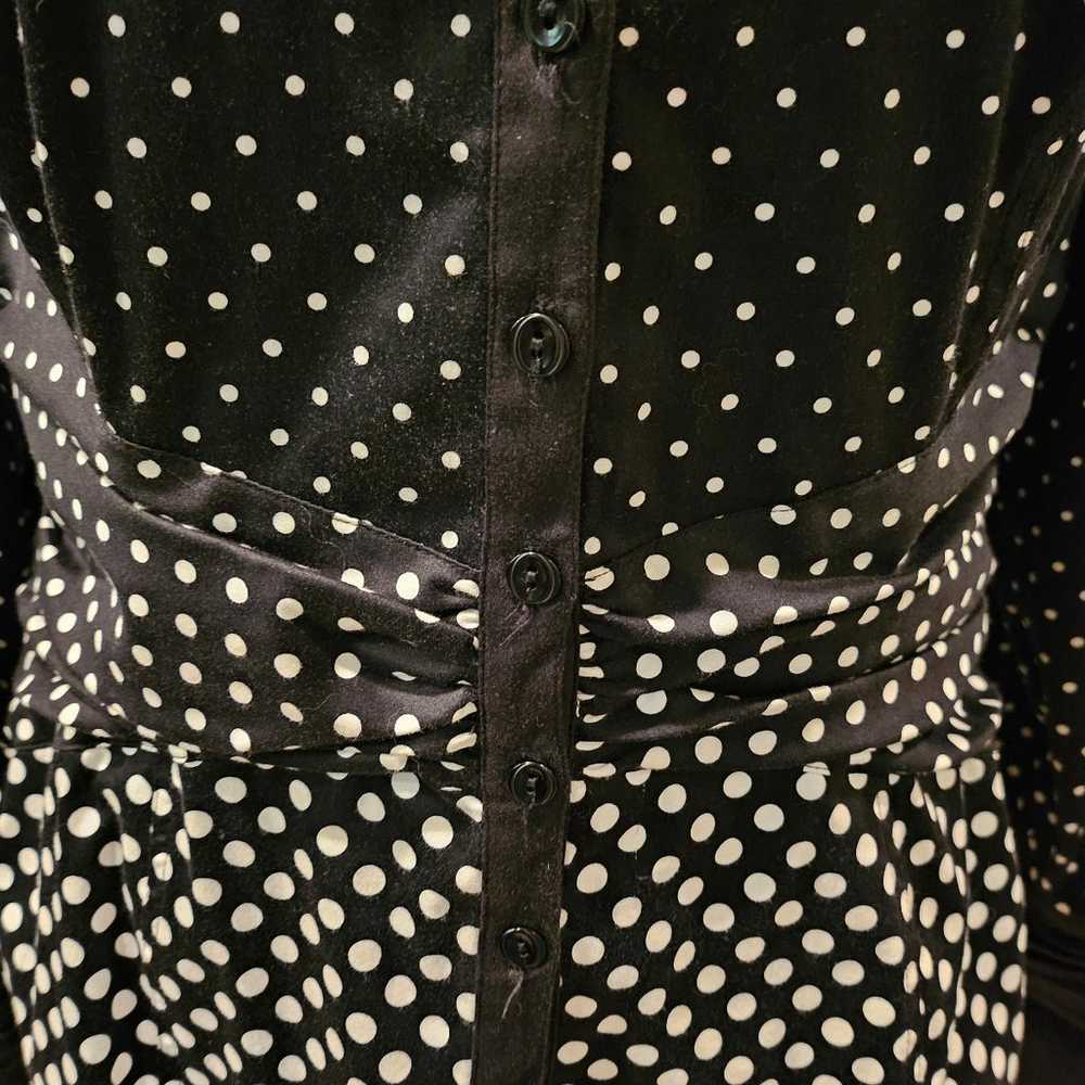 Vintage Kay Unger Black & White Polka Dot Cotton … - image 4