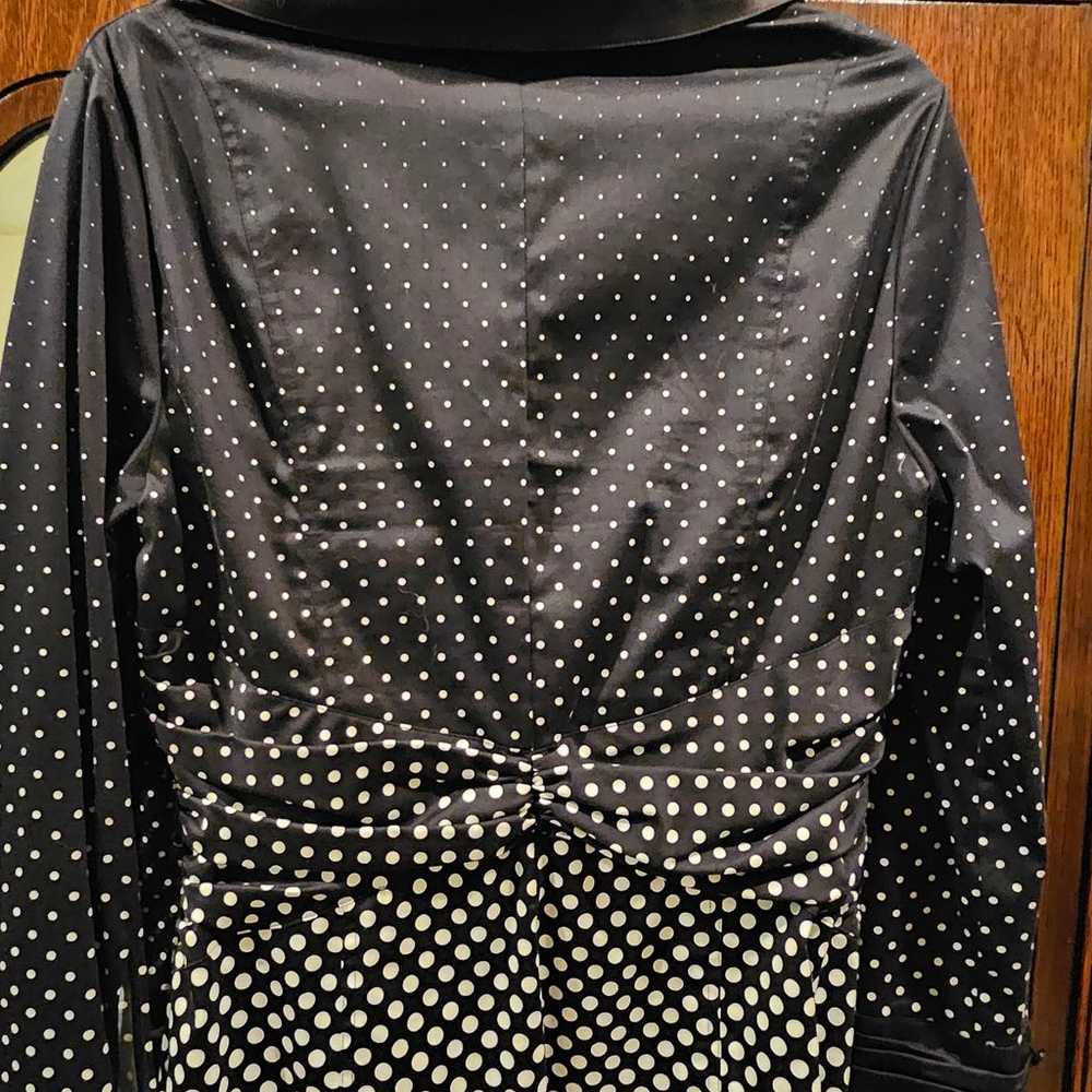 Vintage Kay Unger Black & White Polka Dot Cotton … - image 8