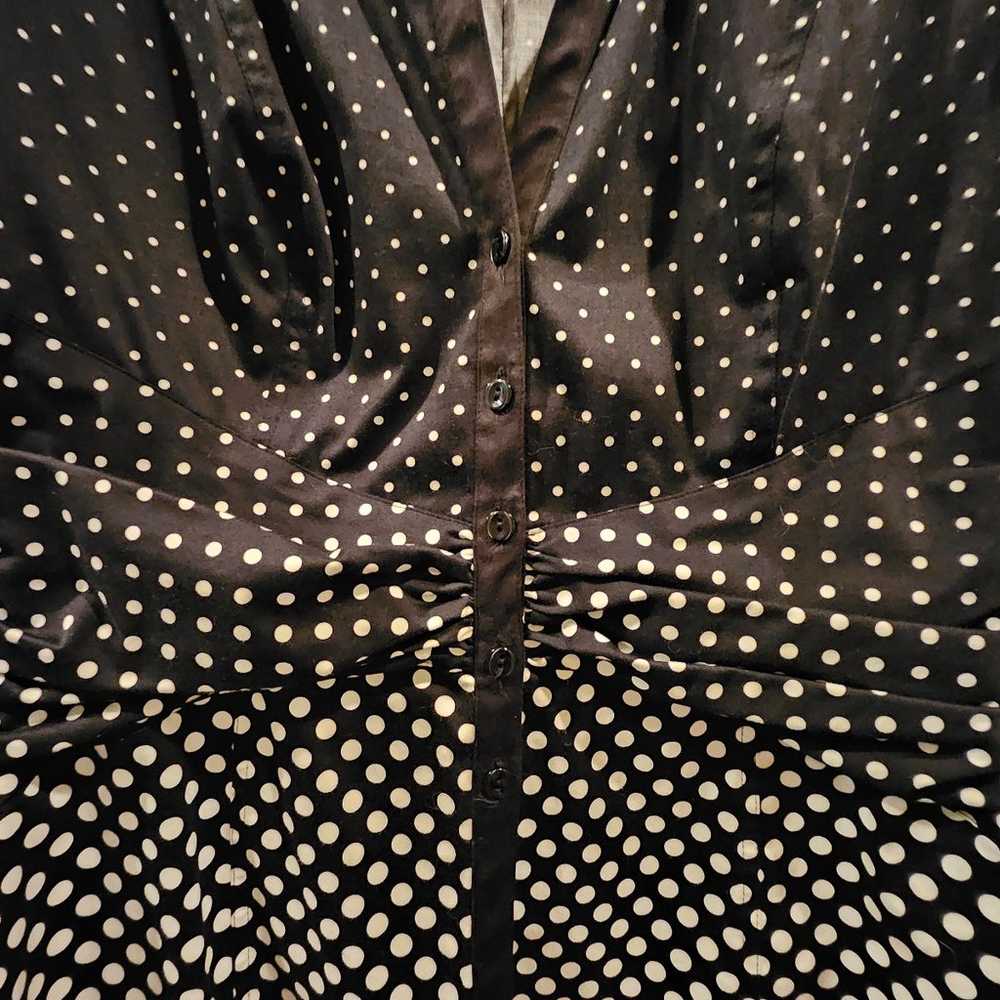 Vintage Kay Unger Black & White Polka Dot Cotton … - image 9